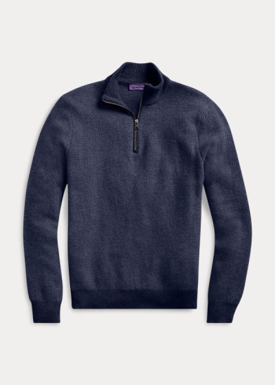 Ralph Lauren Cashmere Quarter-Zip Striktrøje Herre Danmark (XYOIG3975)